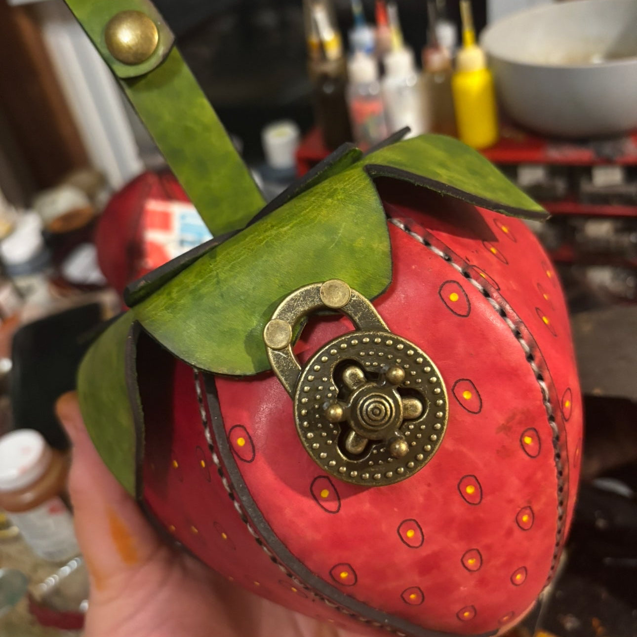 Handmade Leather Strawberry Bag | Customizable