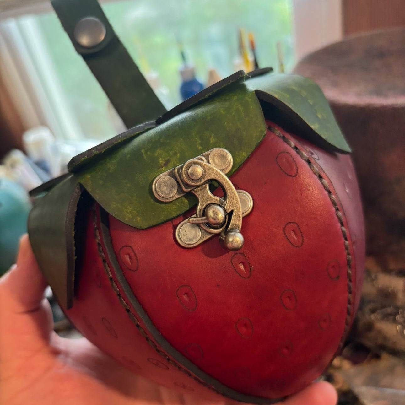 Handmade Leather Strawberry Bag | Customizable